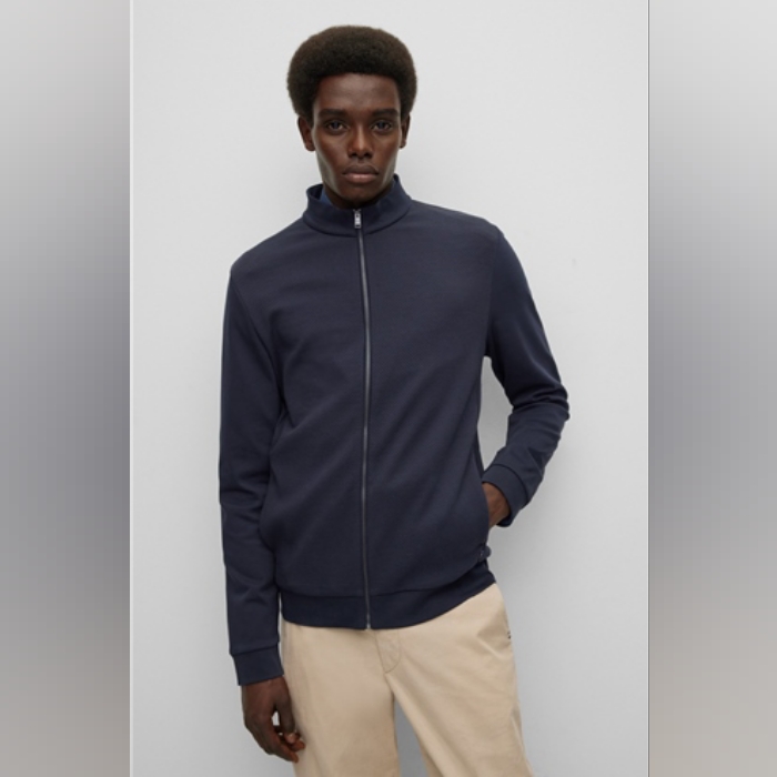 Boss Hugo Boss Men's 43 Full Zip Dark Blue Sweater-Skiles